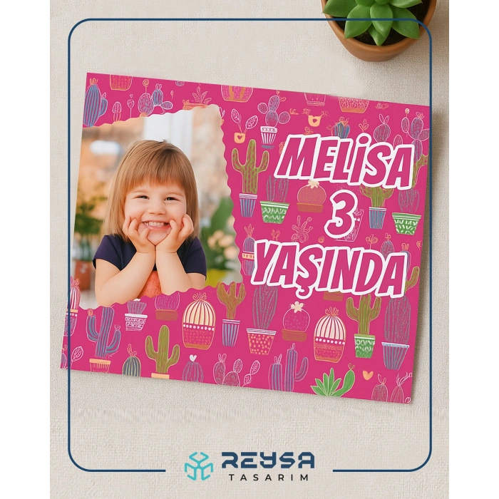 Kaktüs Temalı Doğum Günü Afiş 35X50 cm