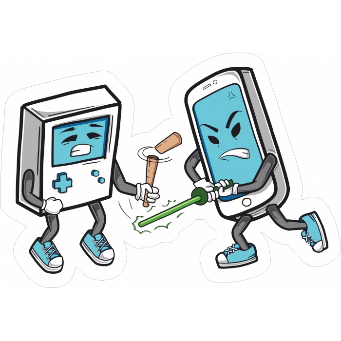 Dövüşen Konsollar Sticker 10x10 cmRenkli Sticker