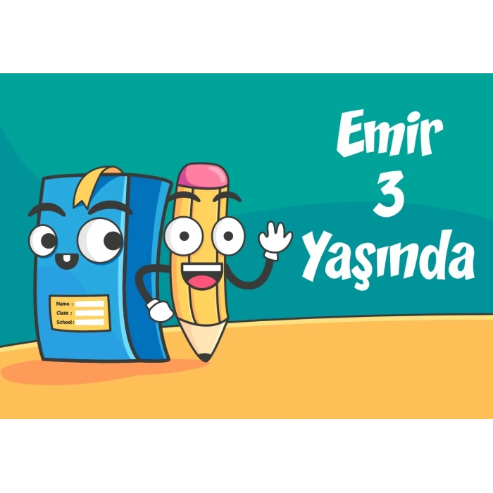 kalem ve defter teamlı doğum günü afişi 70X100 cm