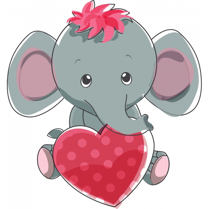 Kalp Tutan Fil Yavrusu Duvar Stickerı