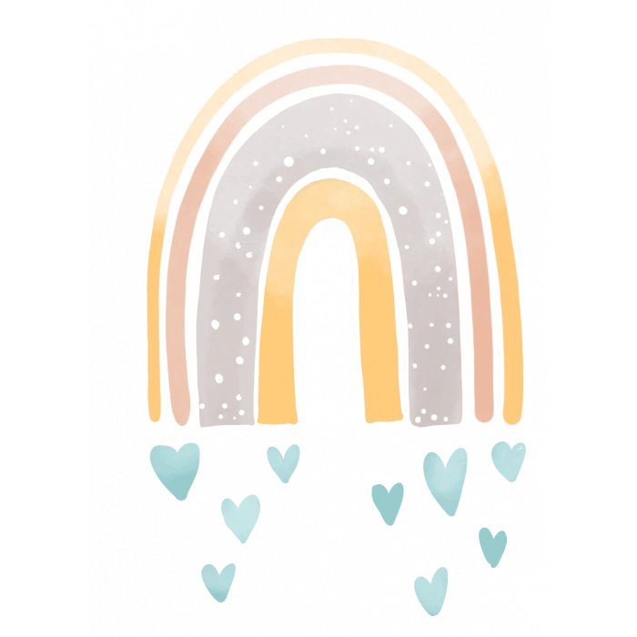 Kalp Yağmurlu Pastel Gökkuşağı