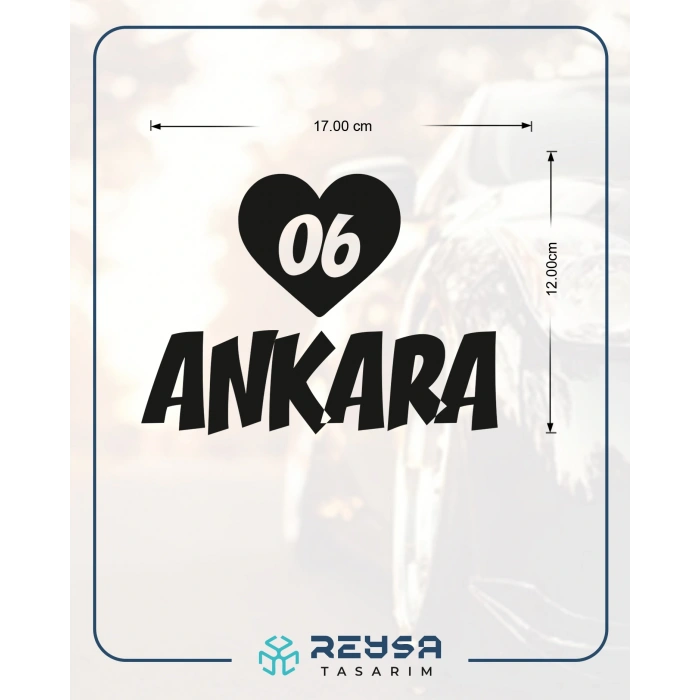 Kalpli 06 Ankara Araba Sticker 17x17 Cm Siyah
