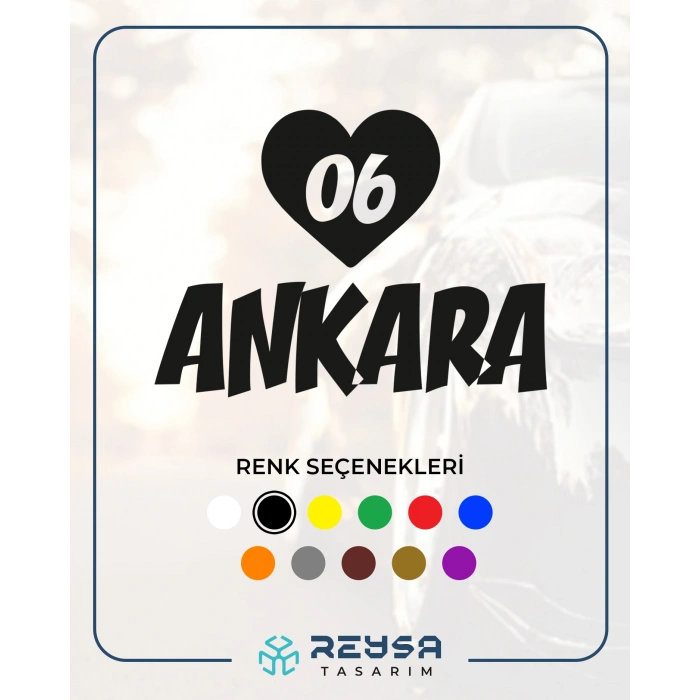 Kalpli 06 Ankara Araba Sticker 17x17 Cm Siyah