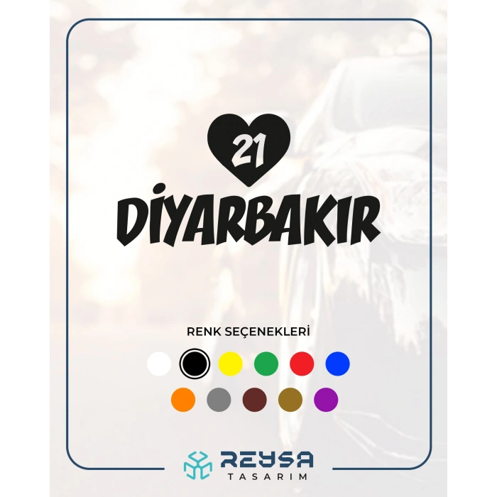 Kalpli 21 Diyarbakır Araba Sticker 17x17 Cm Siyah