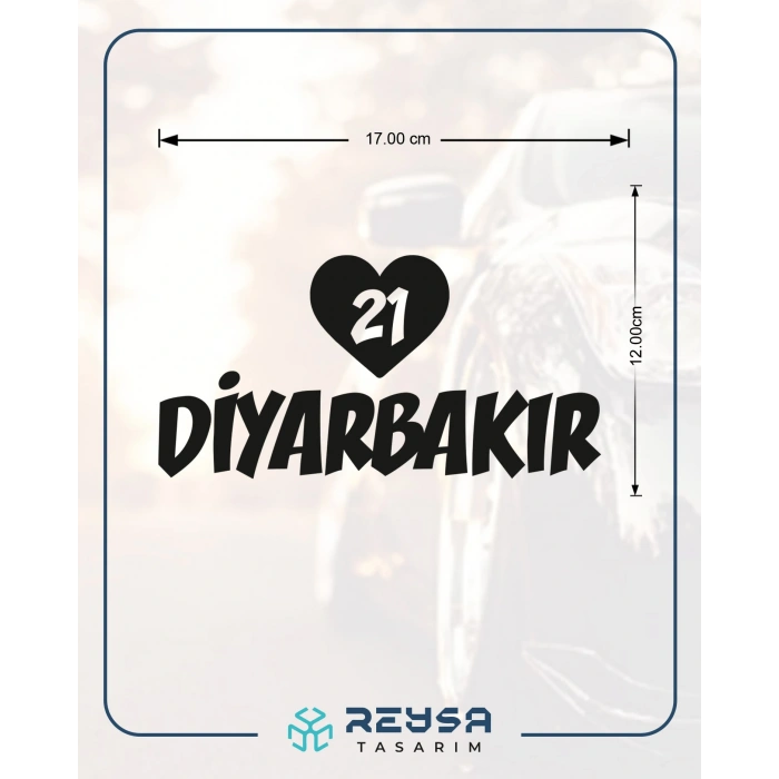 Kalpli 21 Diyarbakır Araba Sticker 17x17 Cm Siyah