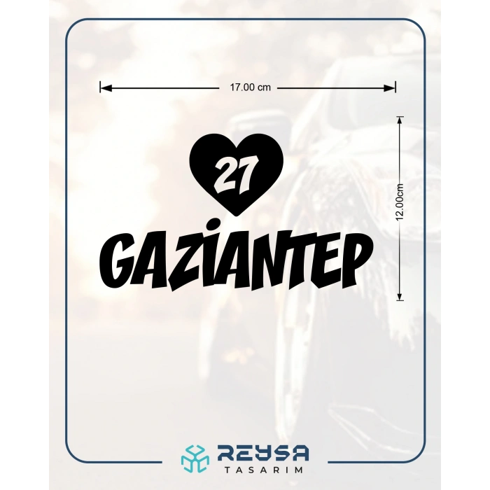 Kalpli 27 Gaziantep Araba Sticker 17x17 Cm Siyah