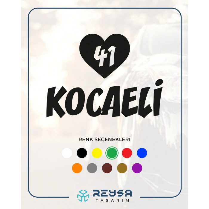 Kalpli 41 Kocaeli Araba Sticker 17x17 Cm Siyah