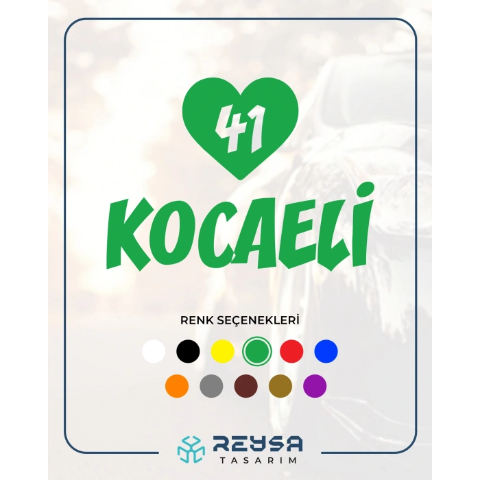 Kalpli 41 Kocaeli Araba Sticker 17x17 Cm Yeşil
