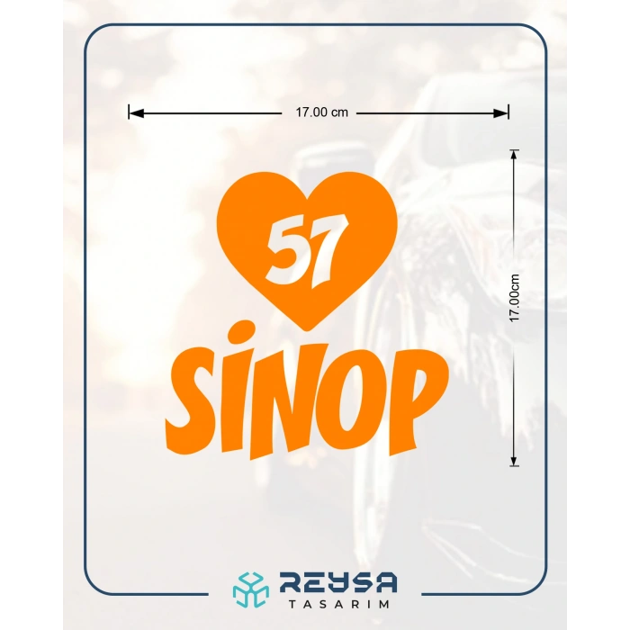 Kalpli 57 Sinop Araba Sticker 17x17 Cm Turuncu