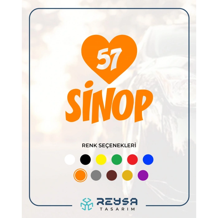 Kalpli 57 Sinop Araba Sticker 17x17 Cm Turuncu