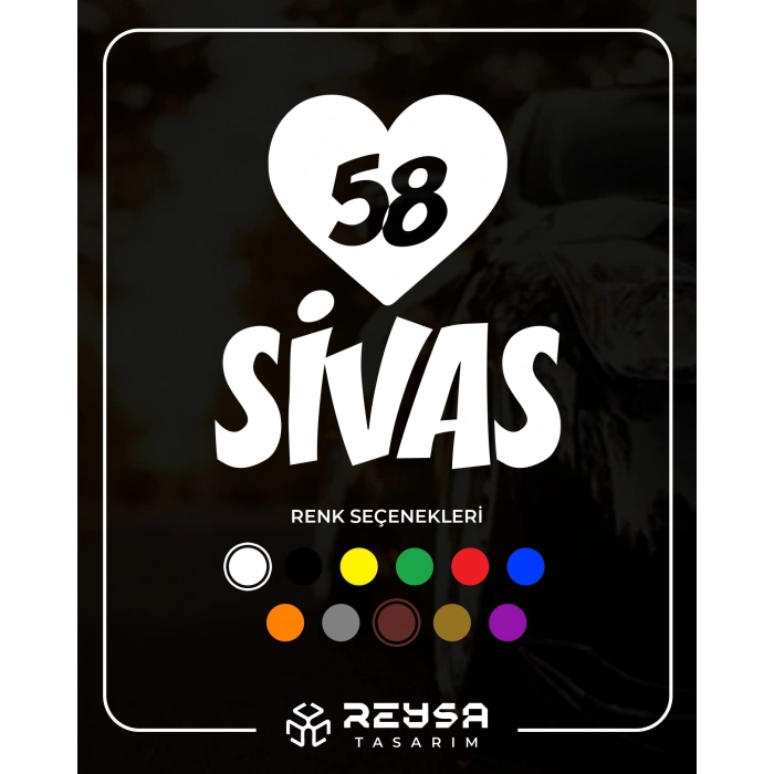 Kalpli 58 Sivas Araba Sticker 17x17 Cm Beyaz