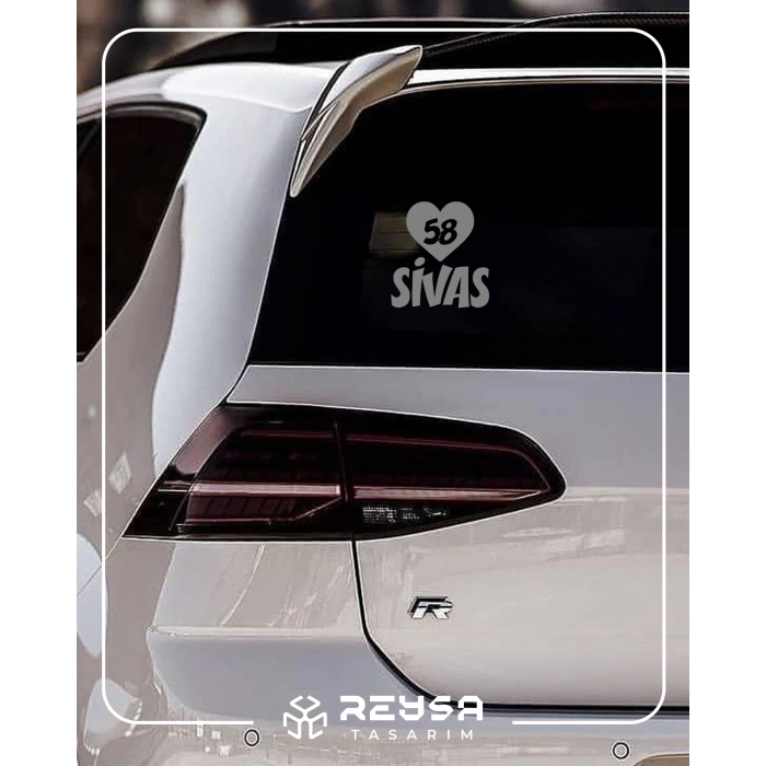 Kalpli 58 Sivas Araba Sticker 17x17 Cm Gri
