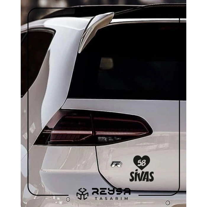 Kalpli 58 Sivas Araba Sticker 17x17 Cm Siyah