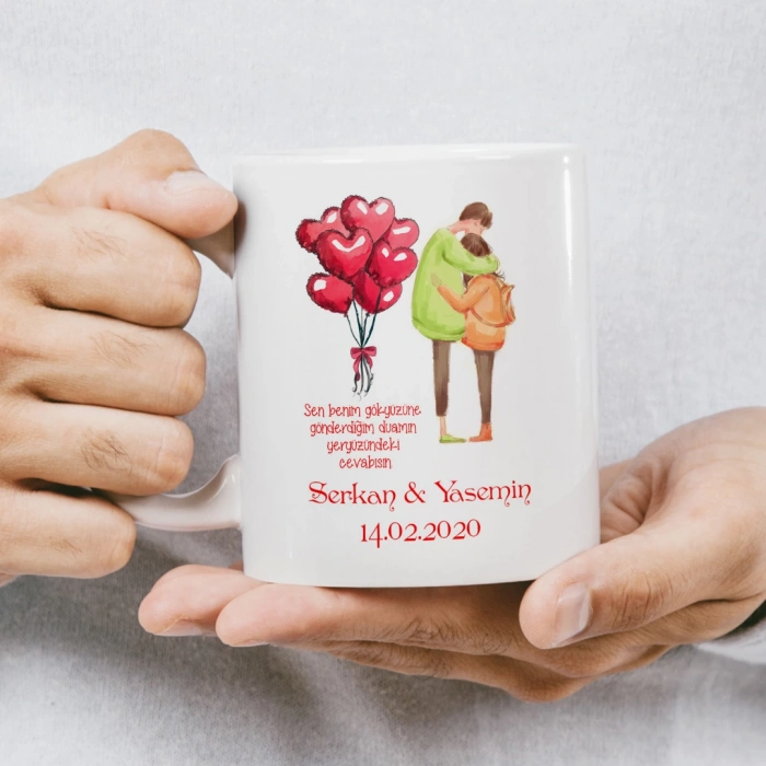 Kalpli Balonlar ve Çift Sevgili Kupası