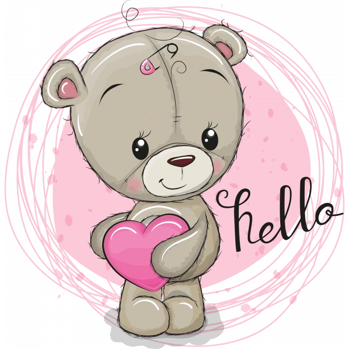 Kalpli Hello Ayıcık Duvar Stickerı
