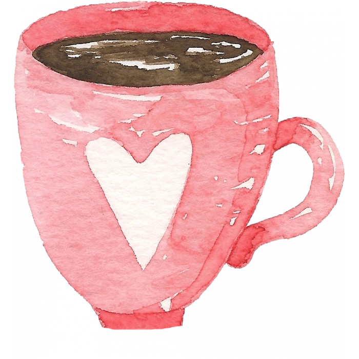 Kalpli Pembe Kahve Fincanı Duvar Stickerı