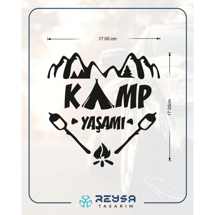 Kamp Yaşamı Araba Sticker 17x17 Cm Siyah