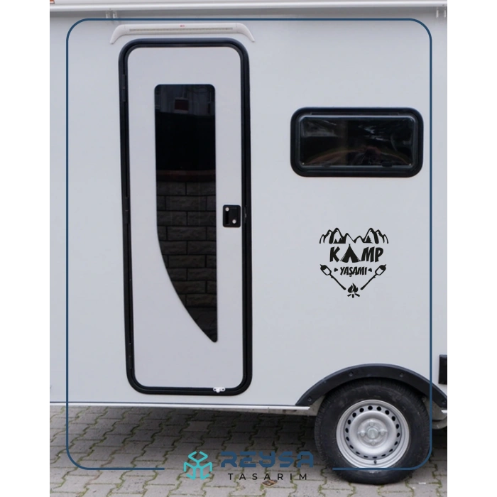 Kamp Yaşamı Araba Sticker 17x17 Cm Siyah
