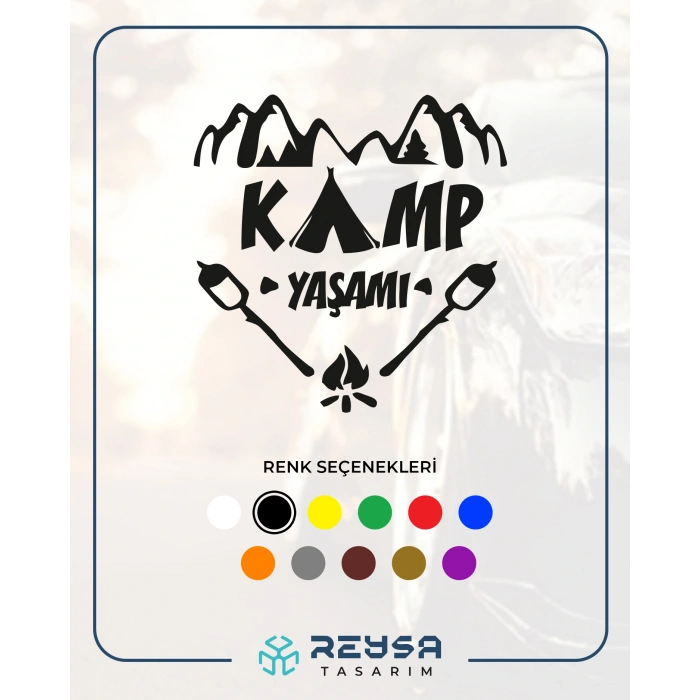 Kamp Yaşamı Araba Sticker 17x17 Cm Siyah