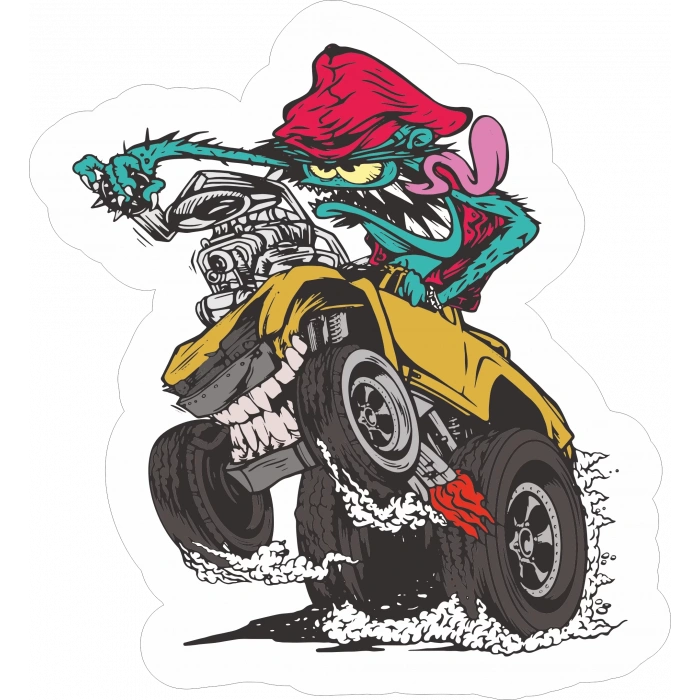 Kamyon Süren Zombi Sticker 10x10 cmRenkli Sticker