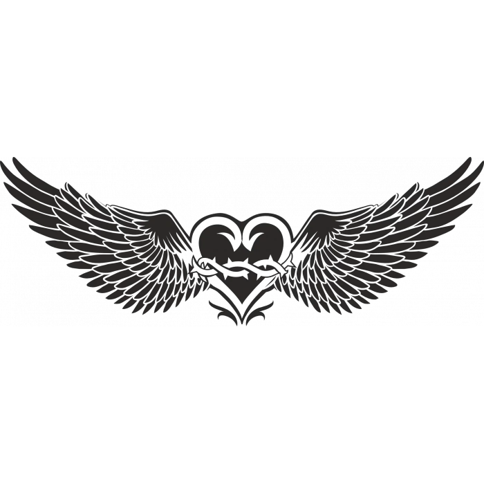 Kanatlı Kalp Sticker 10x10 cmRenkli Sticker