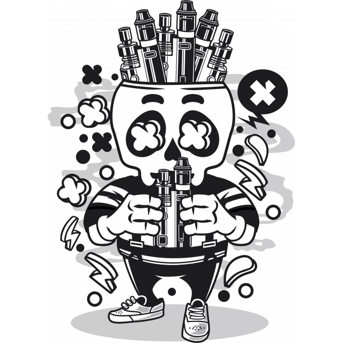 Müzik Çalan iskelet Sticker 10x10 cmRenkli Sticker