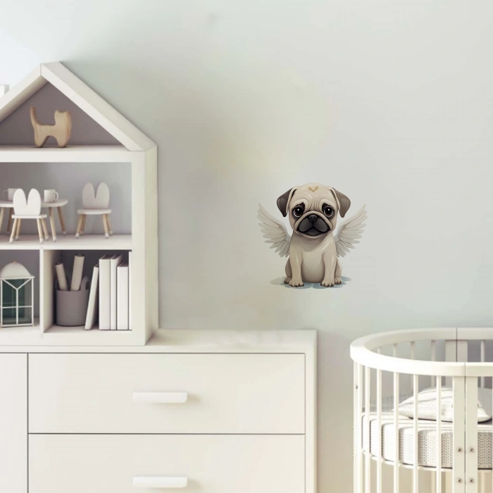 Kanatlı Pug Yavrusu Duvar Stickerı