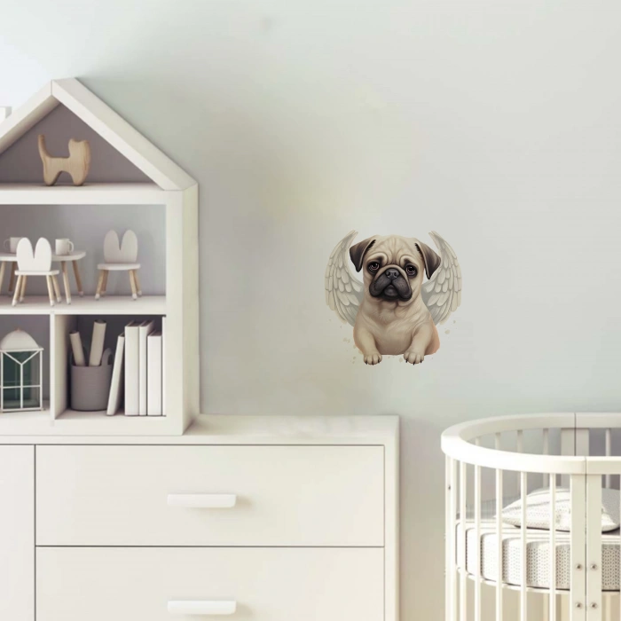 Kanatlı Pug Yavrusu Duvar Stickerı