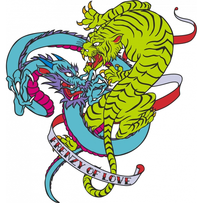 Kaplan ve Ejderha Sticker 10x10 cmRenkli Sticker