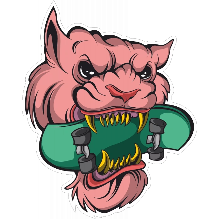 Kaplan ve Kaykay Sticker 10x10 cmRenkli Sticker