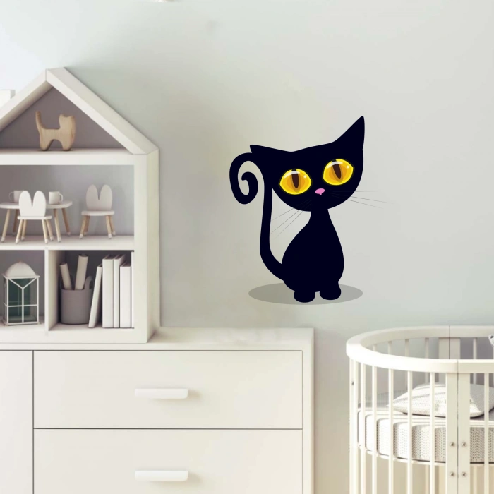 Kara Kedi Duvar Sticker
