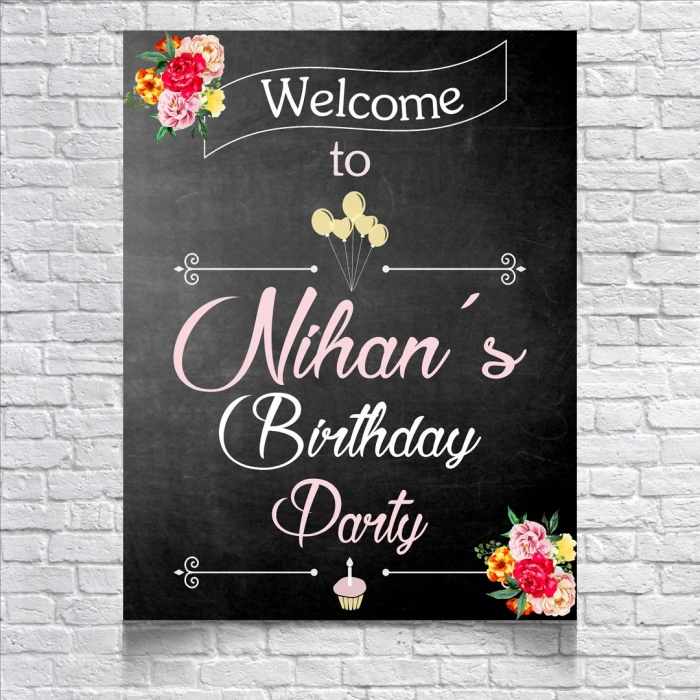 Kara Tahta Temalı Doğum Günü Karşılama Afişi 50X70 cm