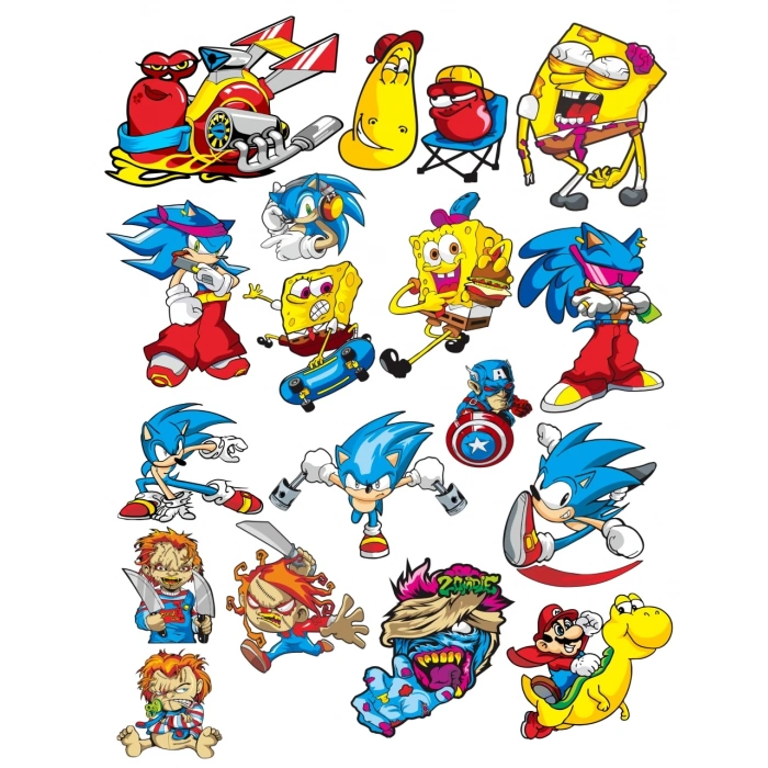 Karakterler Sticker Set 5 21 Parça Telefon, Tablet, Defter, Laptop Sticker