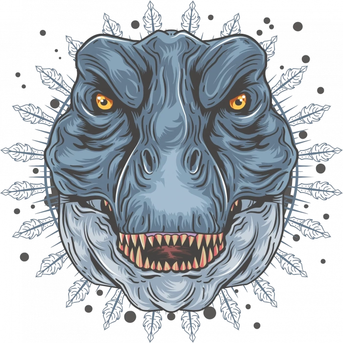 Mavi Dinozor Sticker 10x10 cmRenkli Sticker