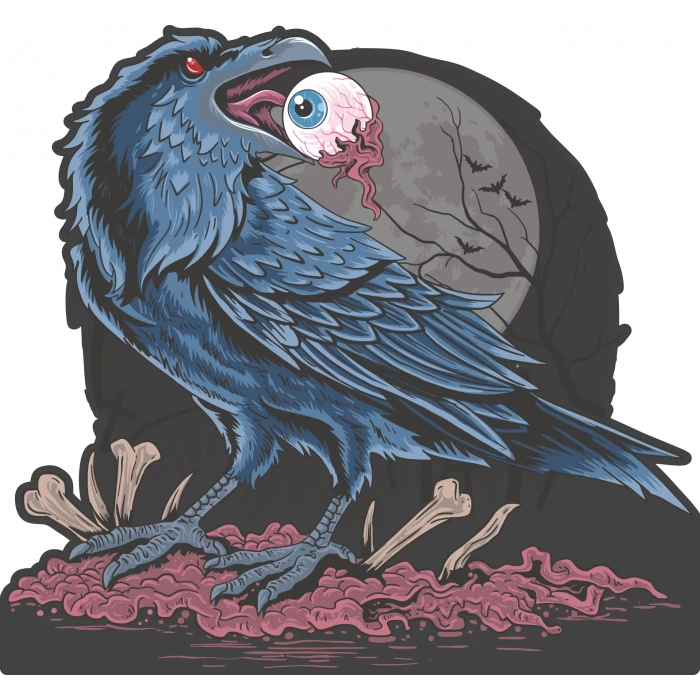 Karga ve Orman Sticker 10x10 cmRenkli Sticker