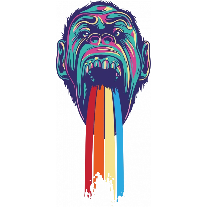 Goril 4 Sticker 10x10 cmRenkli Sticker