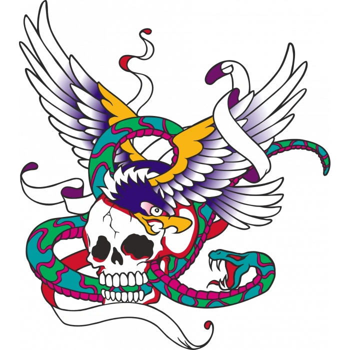 Kartal ve Kurukafa Sticker 10x10 cmRenkli Sticker