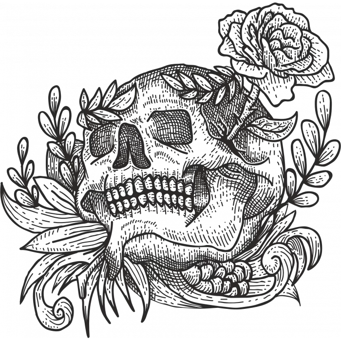 Güller iskelet Sticker 15x2 10x10 cmRenkli Sticker