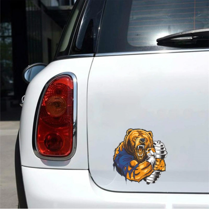 Kaslı Ayı 2 Sticker 10x10 cmRenkli Sticker