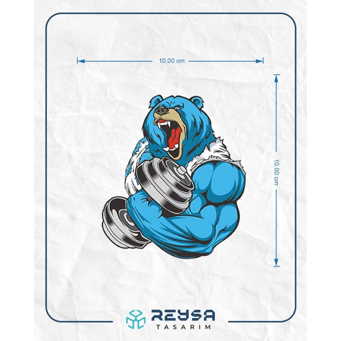 Kaslı Ayı Sticker 10x10 cmRenkli Sticker