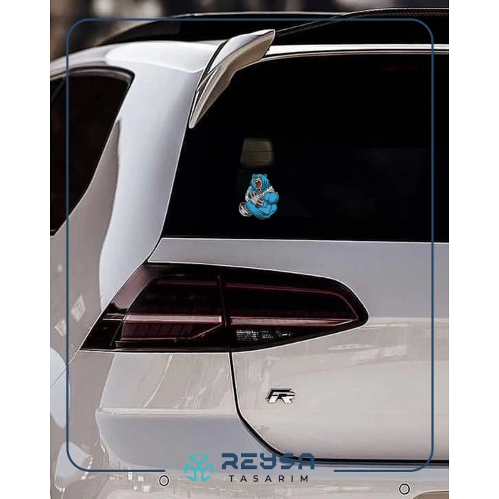 Kaslı Ayı Sticker 10x10 cmRenkli Sticker