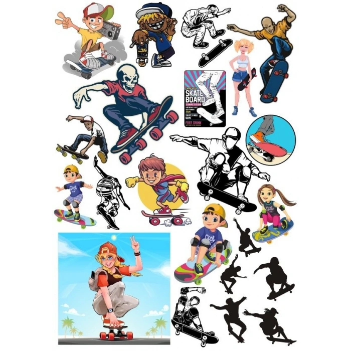 Kaykay Sticker Set 25 Parça Telefon, Tablet, Defter, Laptop Sticker