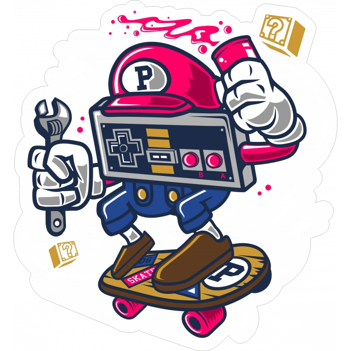 Kaykaycı Konsol Sticker 10x10 cmRenkli Sticker