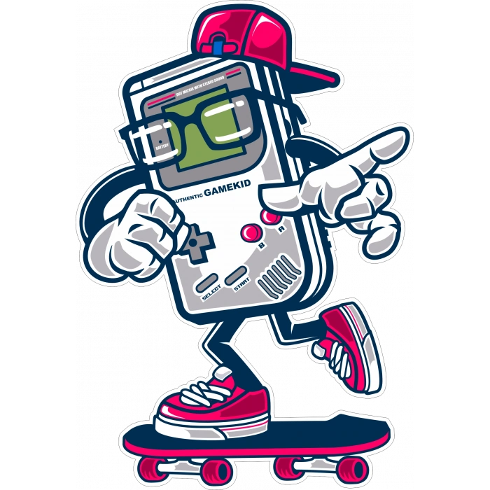 Kaykaycı Oyun Konsolu Sticker 10x10 cmRenkli Sticker