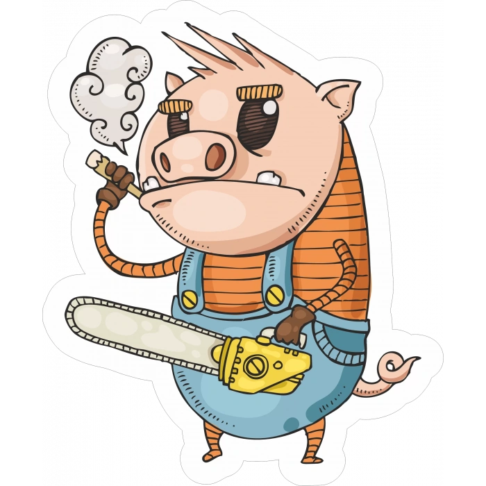 Domuz Sticker 10x10 cmRenkli Sticker