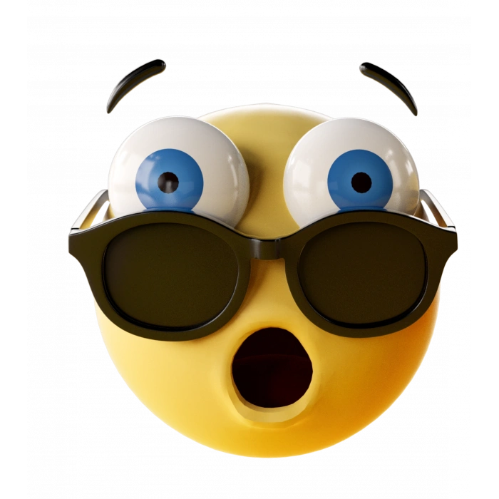 Emoji Gözlüklü Şaşıran Sticker 10x10 cmRenkli Sticker