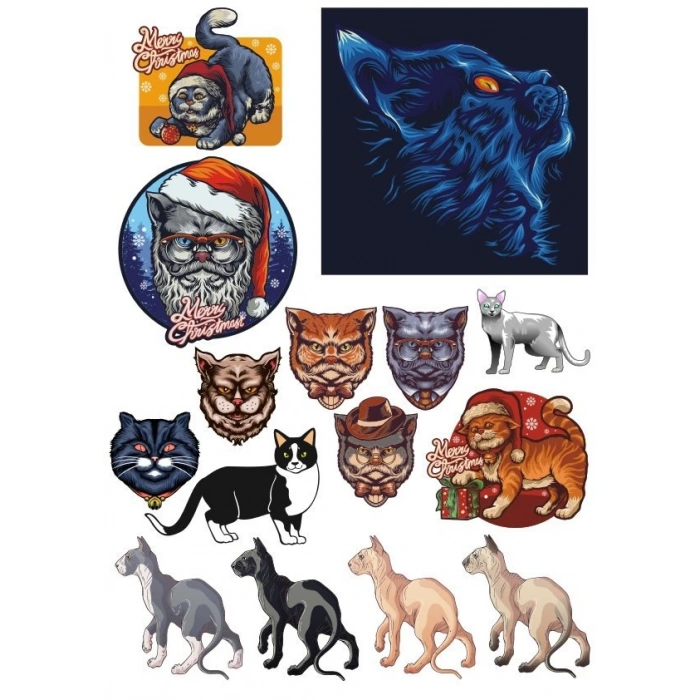 Kedi Sticker Set-1 15 Parça Telefon, Tablet, Defter, Laptop Sticker