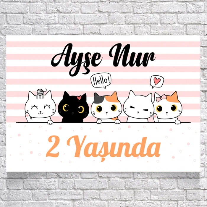 Kedi Teamlı Doğum Günü Afişi 35X50 cm