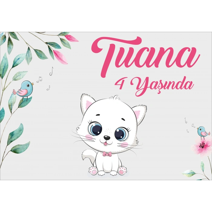 Kedi Teamlı Doğum Günü Afişi 35X50 cm