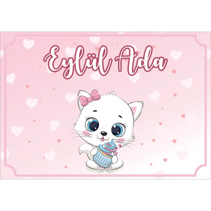 Kedi Teamlı Doğum Günü Afişi 70X100 cm